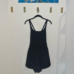 Black Cross-Back Cutout Activewear Romper